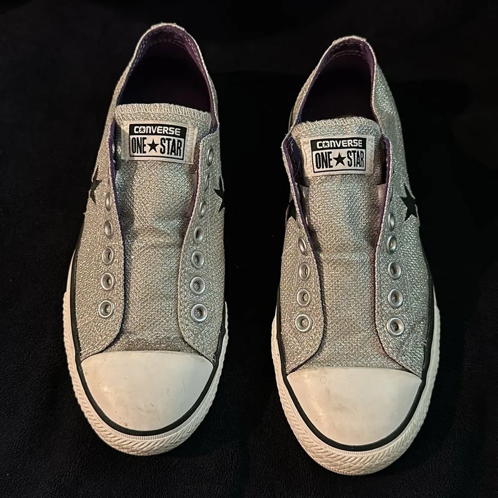 Converse Womens All Star Chuck Taylor Madison Low Size 9 Silver Sparkly Sneakers - Picture 5 of 10